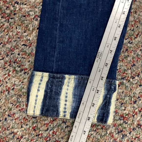 Pilcro Anthropologie High Rise Shibori Tie Dye Cuff Slim Boyfriend Jeans Size 26 - Picture 16 of 16